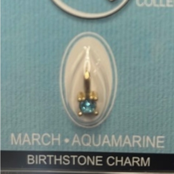 FAMILY GEMS Austrian Crystal 18kt Gold Layered Birthstone Charm MARCH Aquamarine - Picture 3 of 3